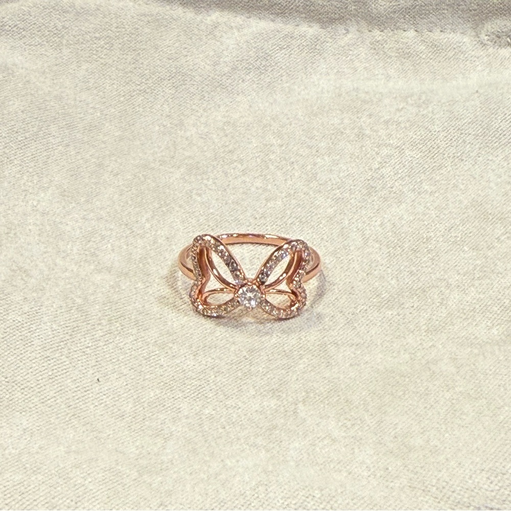 Minnie Mouse Bow Rose Gold Ring by Rebecca Hook, size 7